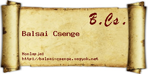 Balsai Csenge névjegykártya